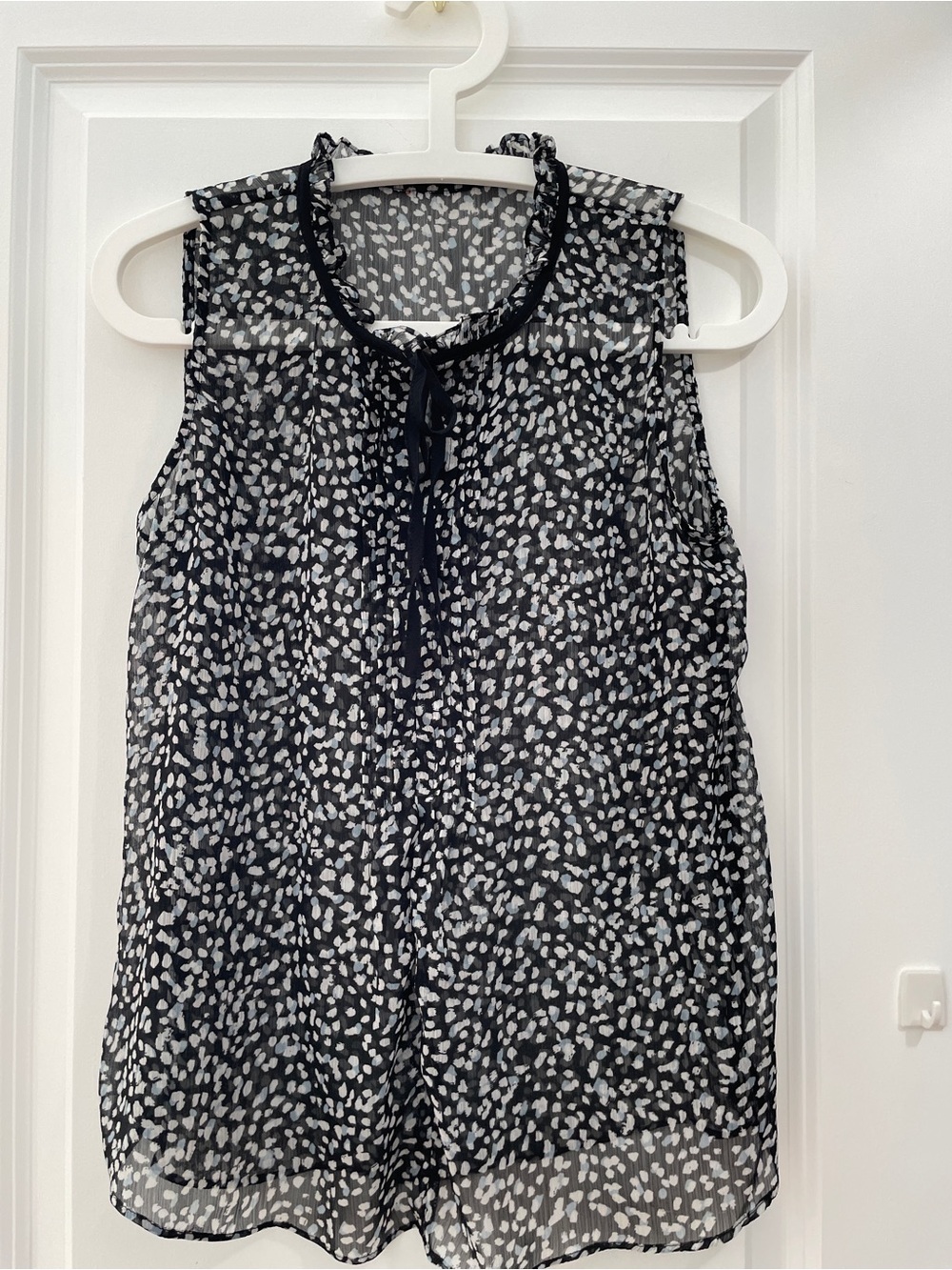 Joe Fresh Black & White Sleeveless Tie-Neck Camisole